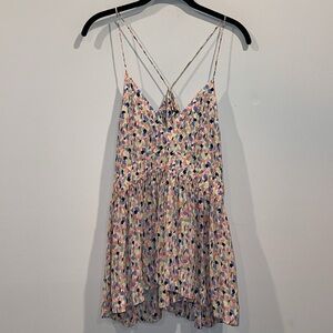caballero spaghetti strap peblum baby doll viscose blouse medium